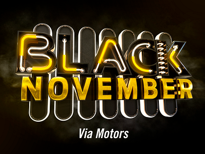 Black November 3d black black friday c4d cinema4d friday jeep letterring lights neon november