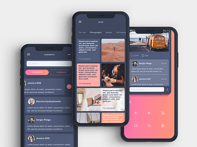 DarkPera UI Kit app blog dark design ecommerce ios iphonex listing mobile sketch travel ui ux