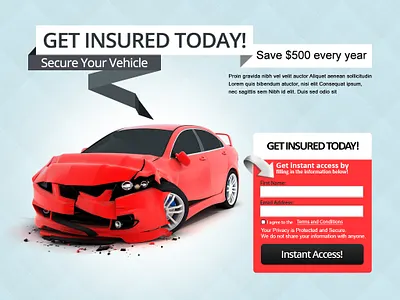 Auto Insurance Landing Page Design advertisement best graphic design branding branding design creative design design home page design illustration landing page design typography ui ux vector