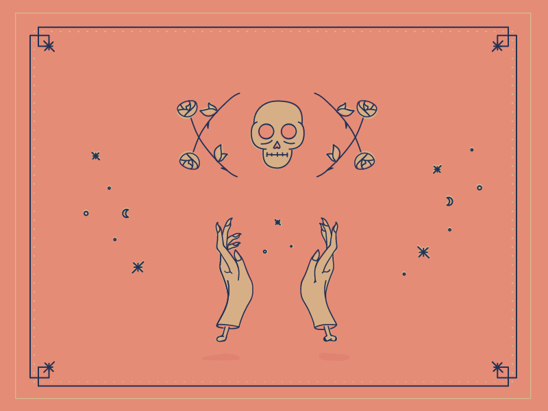 ~*~*~ design doodle flower fun gif hand illustration magic pink skull vector wip