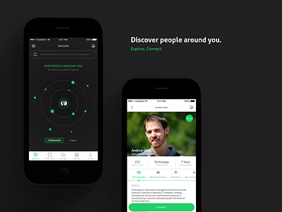 Auxin Mobile App auxin coins connect connections discover explore find home page ios ios app linkedin meet mobile mobile app network people professional profile search ui