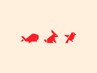 Origami animals bird bunny icon logo origami rabbit whale