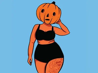 Pumpkin pinup, Inktober Day 16 design drawing drawlloween halloween illustration illustrator inktober inktober 2018 ipad pro jackolantern pinup procreate pumpkin tattoo tattoos women