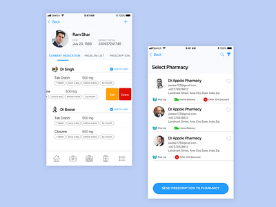 Hospital App app app apps application clean hospital ios medic medical mobile mobile app phone sketch ui user interface