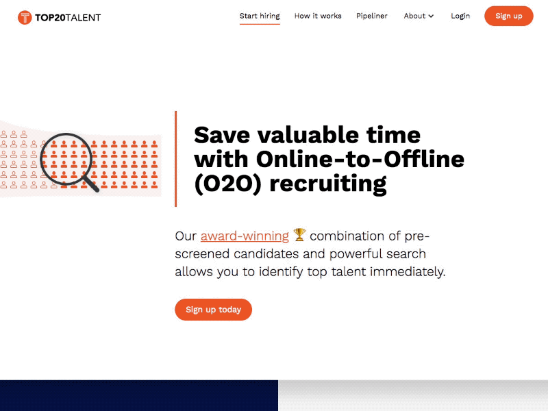Top20Talent landing page micro interaction micro interactions web design webflow
