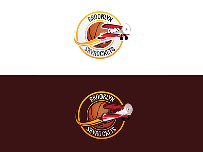 Brooklyn Skyrockets Basketball Logo Design basketball basketball player brooklyn brooklyn ny circle logo game plane round skyrockets tshirt logo design
