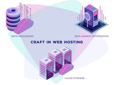 Craft In Web Hosting cloud storage craft data processing data search design illustration playoff siteground sketch taran vector web hosting