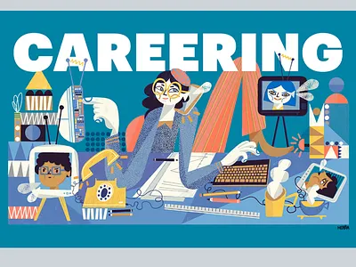 Quartz at Work branding careering character design color combination editoral illo illustrated illustration illustrator magazine quartz ui user experience web illustration work