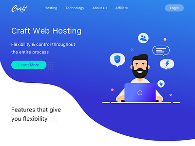 Craft in web hosting branding craft cms design illustration landing page siteground ui ui design