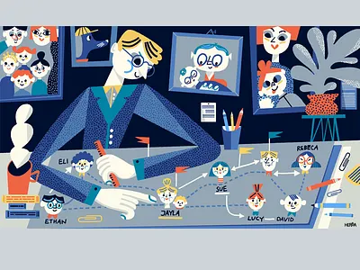 Quartz at Work branding character design color combination editoral illo illustrated illustration illustrator magazine parental leave parents quartz team ui user experience web illustration work