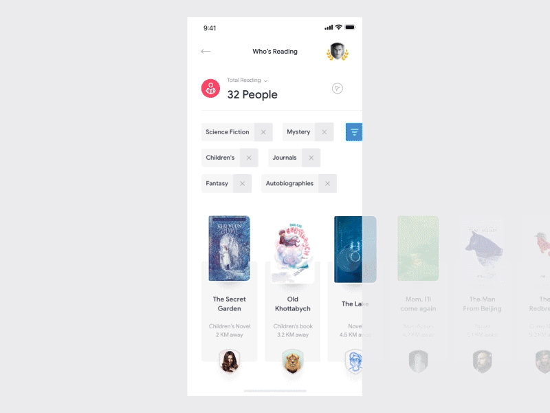 Book Lover App Animation app book chat interaction nearby novel rating read reading review