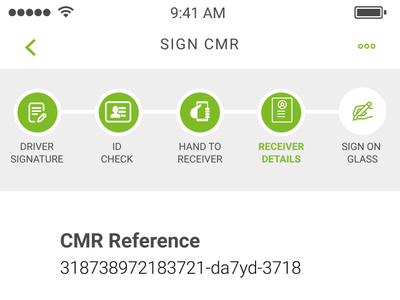 Wizard - Step by Step - Signature on Glass upon Delivery android android app green mobile app tracking wip working process