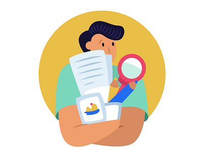 free signup app boy brucira design file icon illustration leaf magnify glass office pensil photos plant stationary ui ux web workplace