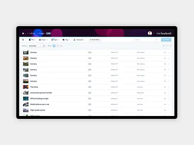 List view assets dam digital asset management law list list view media ui user experience user interface ux