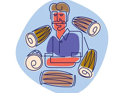 Dhol Wala_traffic shop art artist design graphic icon illustration indian minimal music people sellers street vendor travel ui