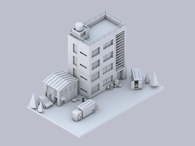 moving 3d c4d design house illustration modelling