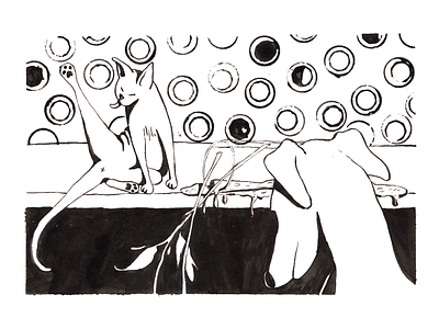 Whose fault is it? cat dog illustration ink inktober sphynx whippet