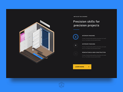 Services – Interior Finishing dark design illustration illustrator isometric ui vector web design wood