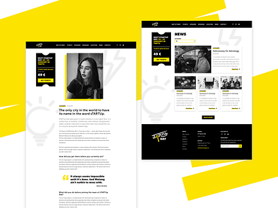 Strap up to start up black white blog brand brush icons news typography ui ui ux web website yellow