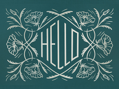 Hello Poppies florals hand lettering hello pattern poppies