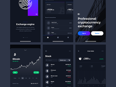 Cryptocurrency bitcoin blockchain blockchain cryptocurrency crypto wallet cryptocurrency exchange finance ios sketch statistics token ui ux