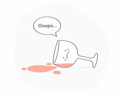 Oops... 404 cartoon character design error fail funny illustration ooops oops wine wineglass