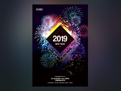 New Year Flyer download firework fireworks flyer graphic design graphicriver new year nye photoshop poster psd template