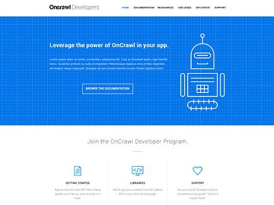 OnCrawl Developers api app blue dev developers oncrawl power robot saas ui website