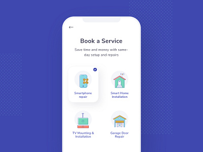 Order Home Services App application design bandaid garage door home icons design illustration mobile phone product repair service tv installation typography ui ux