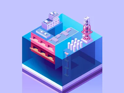 36 Days S 36daysoftype blue illustration isometria isometric port purple sea submarine