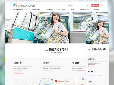 Mosaic Store Location Details condren ecommerce erin feminine flagship landing locator responsive retail stationery store web