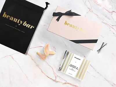 Beauty Bar Unboxing Experience beauty branding beauty design feminine brand logo design organic beauty packaging packaging mockup