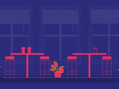 Cafe! bold breakfast cafe chat coffee coffeeplace colorful contrast eatary graphic handout illustration leisure place restaurant simple talk tea time vector