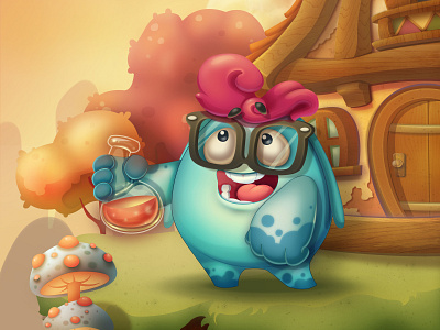 Character and UI/UX for mobile game "Greg" about alchemist. character debut debutshot design first shot game game art hello dribbble illustration match3 mobile game my first shot sweet ui ux