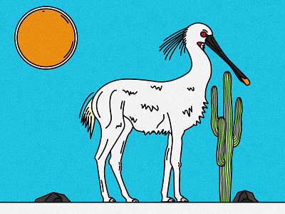 Spoonbill x Vicuña affinity animal art cactus illustration spoonbill stone sun vicuña weird