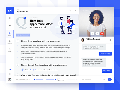 Desktop App Concept for English Lessons chat ciedenwui design desktop education app english learning app lesson ui ux videocall web weekly