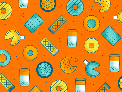 National Cookie Day art bright cookie design dots food geometric gradient grit illustration milk orange outline pattern pie rough simple sprinkles texture vector