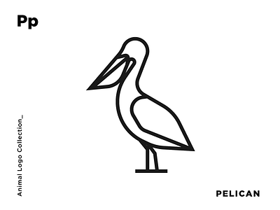 P for Pelican animal grid identity illustration line art logo logotype minimal