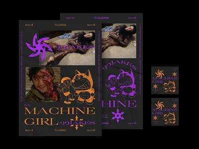 Machine Girl Posters graphic design poster poster art poster design print print design sticker design