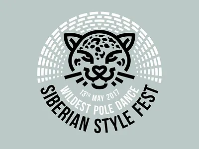 Siberian Style Fest branding cat festival logo pole dance siberia snow leopard typography vector
