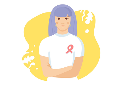 Breast cancer awareness character awareness breast cancer character flat october pink ribbon vector woman