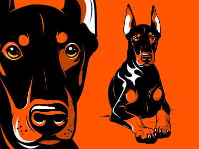 Doberman animal cartoon character design doberman dog illustration mascot pet vector