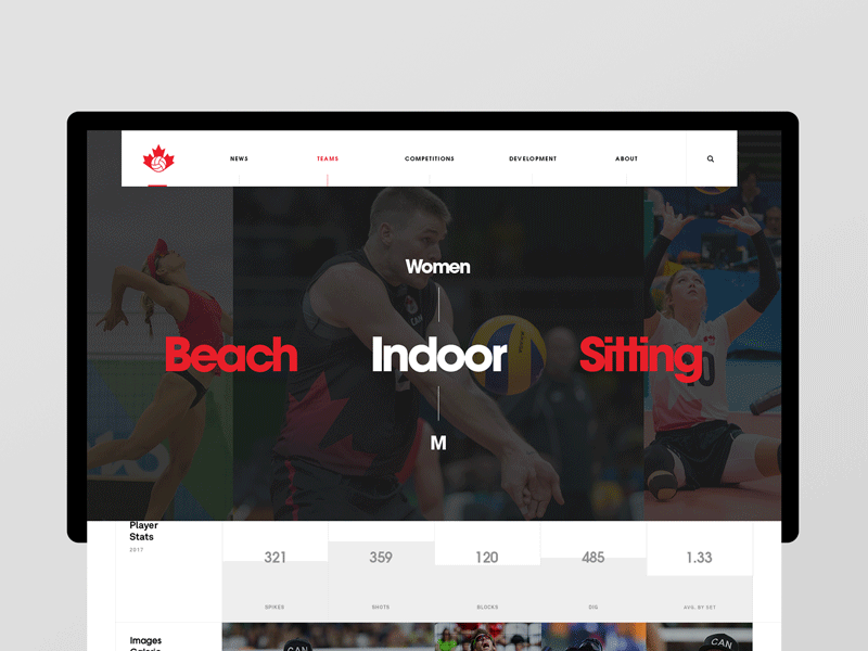 VolleyBall Canada — Internal Pages canada clean design experience interactive minimal navigation page red scores simple site sport statistics ui ux volleyball web web design webdesign