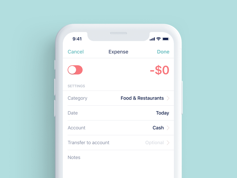 Expense / Income switcher — Personal Budget app app calculator crypto crypto currency ios productivity switch switcher task trigger