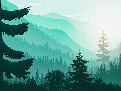 Scenic Mountains adobe art colors design drawing graphic art landscape morning mountains nature nature illustration silhouette