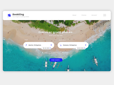 Simple Booking Landing Page adobe photoshop booking landing page modern travel ui ux web design