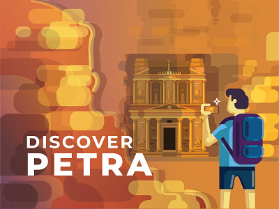 Discover Petra architechture backpacker building design graphic design illustration jordan landing page petra tourist travel traveling ui ux vector web banner