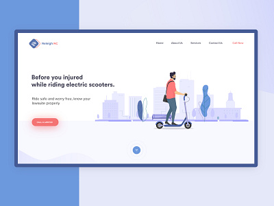 Releigh Nc Landing Page blue clean electric vehicle illustration landing page lawfirm lawyer scooter ui we design web services