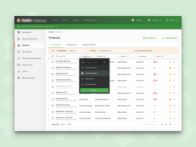 Data Table with Filtering | Enterprise Web App UI application design data filtering data table data visualization design drop down enterprise enterprise app filter filtering material design nav bar table ui ui design user interface ux web app web application web design