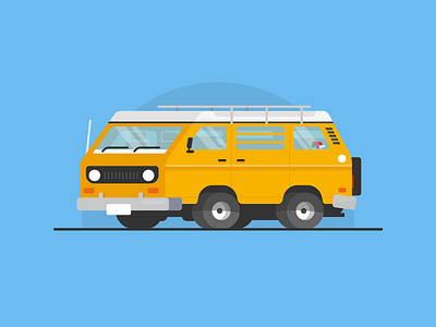 Camper blog camper car cool editorial flat fun illustration spot vector vw